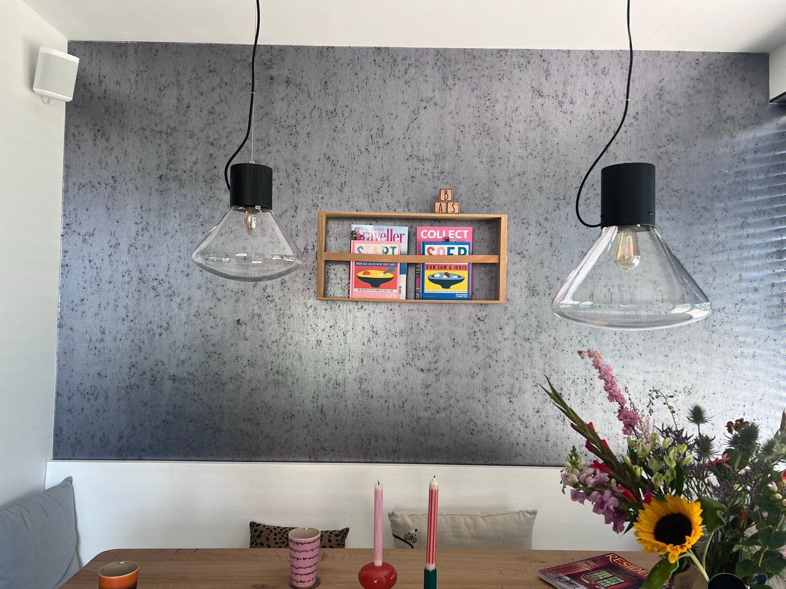 Brokis Muffin Hanglampen E14/E27 Zwart Eiken Helder Glas, Ophalen, Zo goed als nieuw, Glas, E14 (klein)