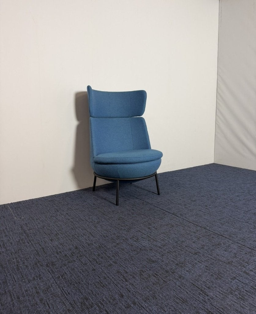 Fauteuil Jonas Ihreborn Pod - blauw - zwart frame, Ophalen, Gebruikt, 75 tot 100 cm, Stof