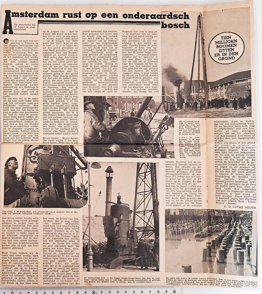 Amsterdam 1938; art.1+ blz. 1 miljoen houten heipalen, Verzenden, Voor 1940, Gebruikt, Overige onderwerpen