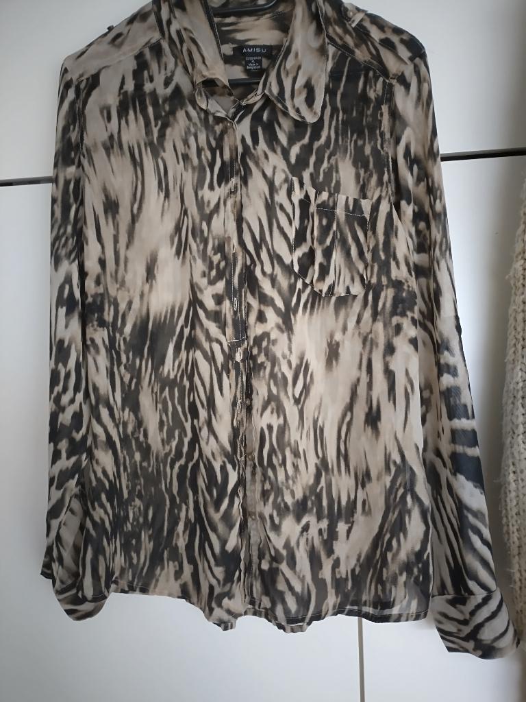 Bruin/beige Amisu blouse (maat XL), Beige, Maat 46/48 (XL) of groter, Ophalen of Verzenden, Zo goed als nieuw