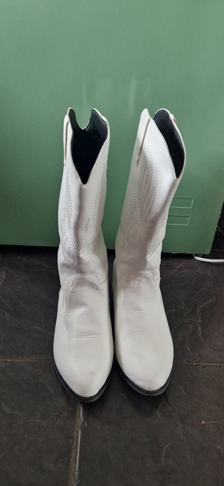 Witte cowboylaarzen met borduursel maat 40, Hoge laarzen, Wit, Ophalen of Verzenden, Onbekend