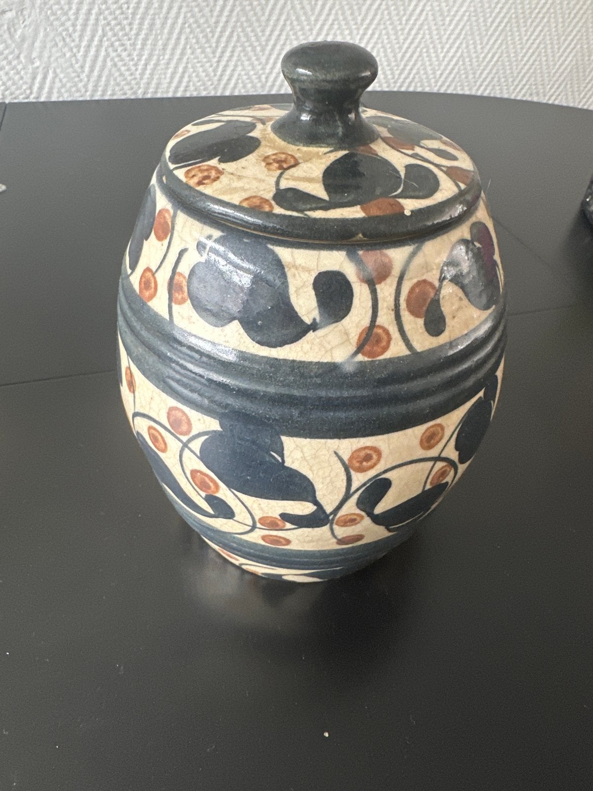 Vintage Tabakspot met Bloemenmotief - Handgeschilderd, Antiek en Kunst, Ophalen of Verzenden
