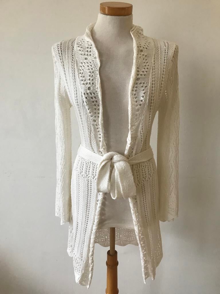 Wit gehaakt vest met ceintuur Rino & Pelle maat S, Ophalen, Zo goed als nieuw, Maat 36 (S), Wit