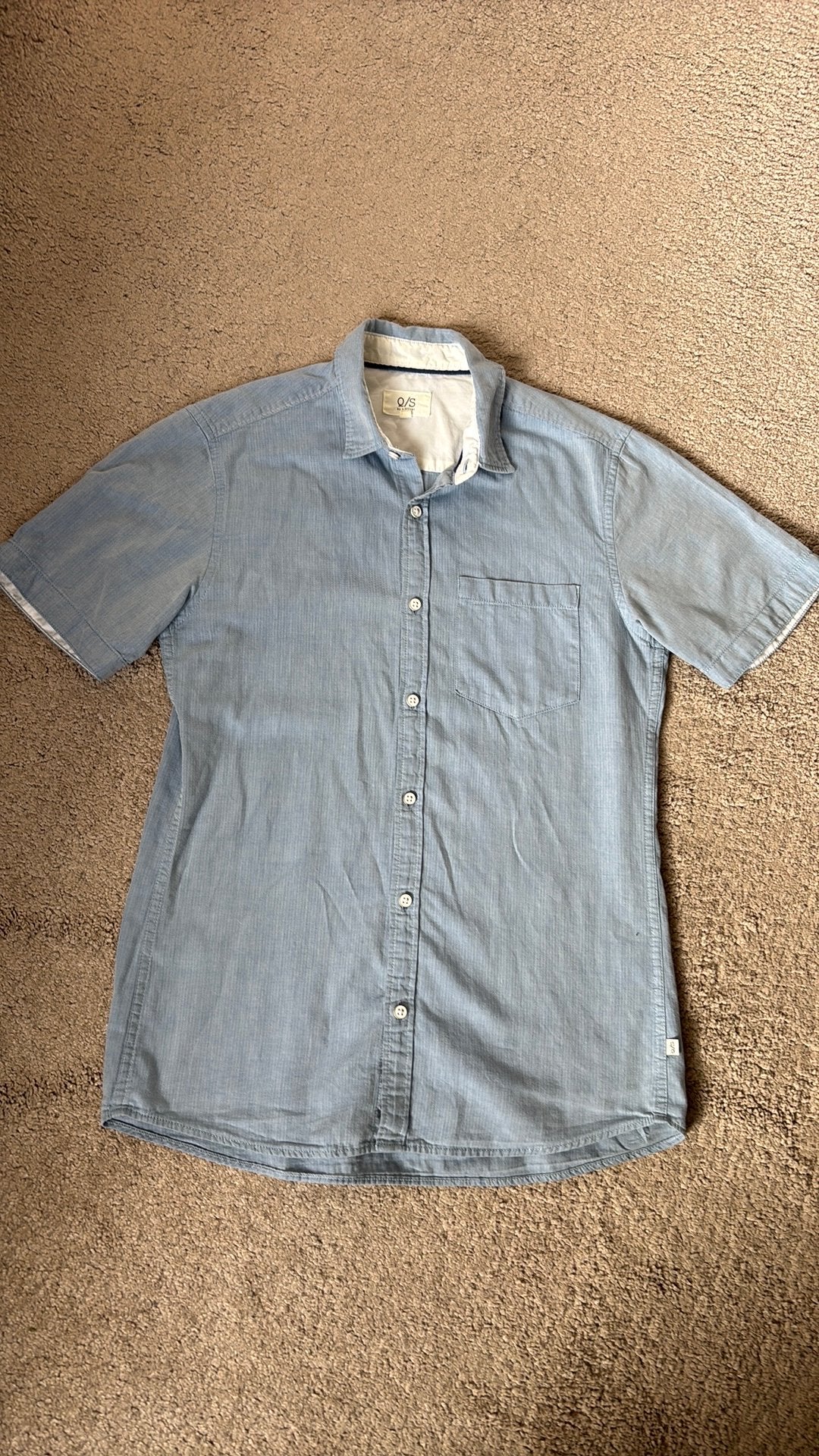 Overhemd grijs-blauw s. Oliver maat S korte mouw, Kleding | Heren, Ophalen of Verzenden, Gedragen, Blauw, Halswijdte 38 (S) of kleiner