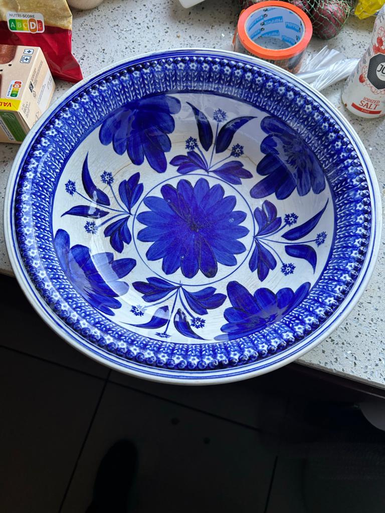 Antieke Hollands blauw-witte boerenbont schaal, 1891-1900, Ophalen of Verzenden