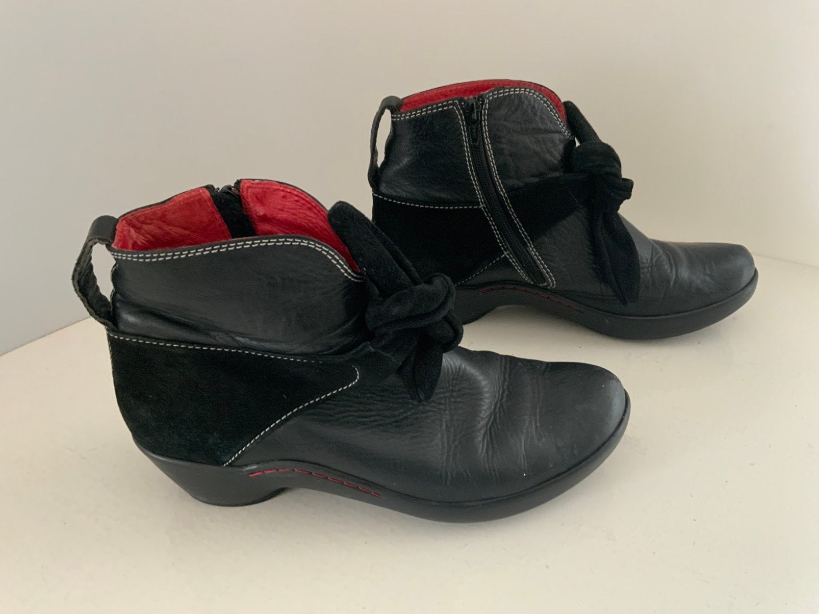 85W) wolky 41 zwarte leren enkellaarzen, Kleding | Dames, Zwart, Lage of Enkellaarzen, Ophalen of Verzenden, Zo goed als nieuw