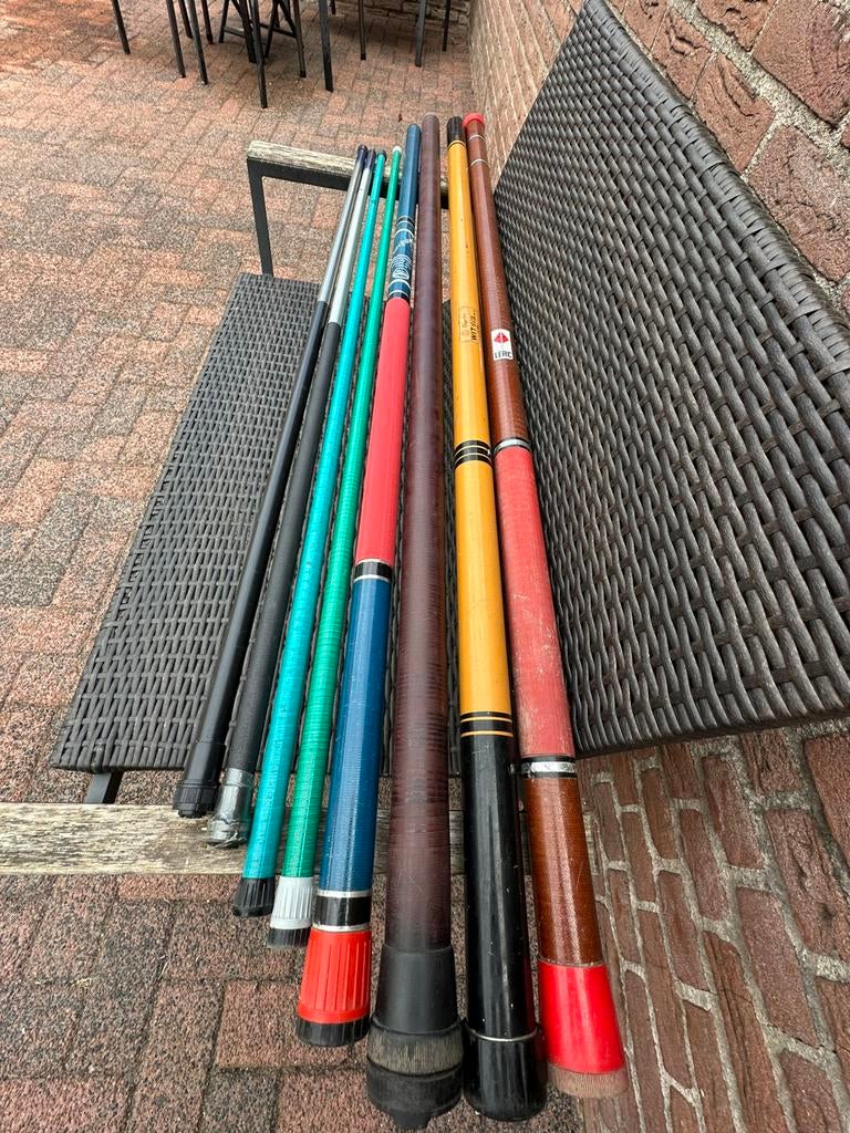 8 oude vaste hengels, Ophalen, Gebruikt, Vaste hengel