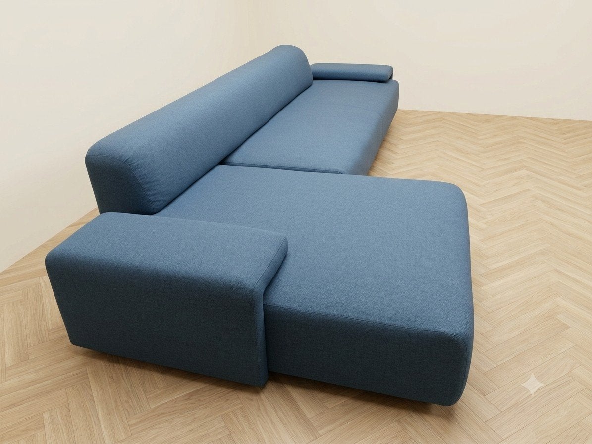 Foto 3 van Moroso Lowland | Hoekbank | Opnieuw bekleed | Blauw wol