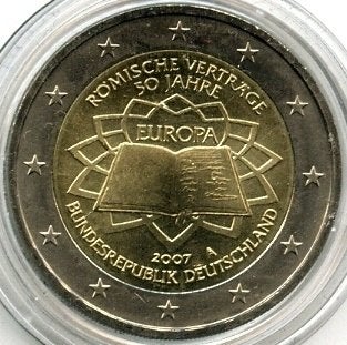 2 Euro Duitsland 2007 - Verdrag van Rome - Letter A - UNC, Postzegels en Munten, Verzenden, Duitsland, 2 euro, Losse munt