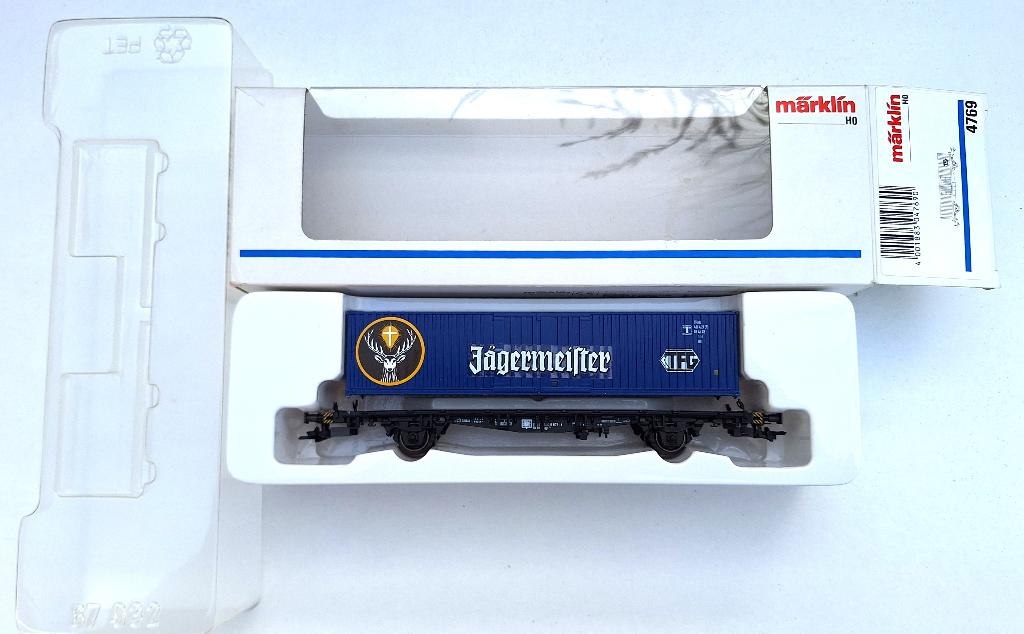 Märklin 4769 Containerdraagwagen met container Jägermeister, Hobby en Vrije tijd, Modeltreinen | H0, Gelijkstroom of Wisselstroom