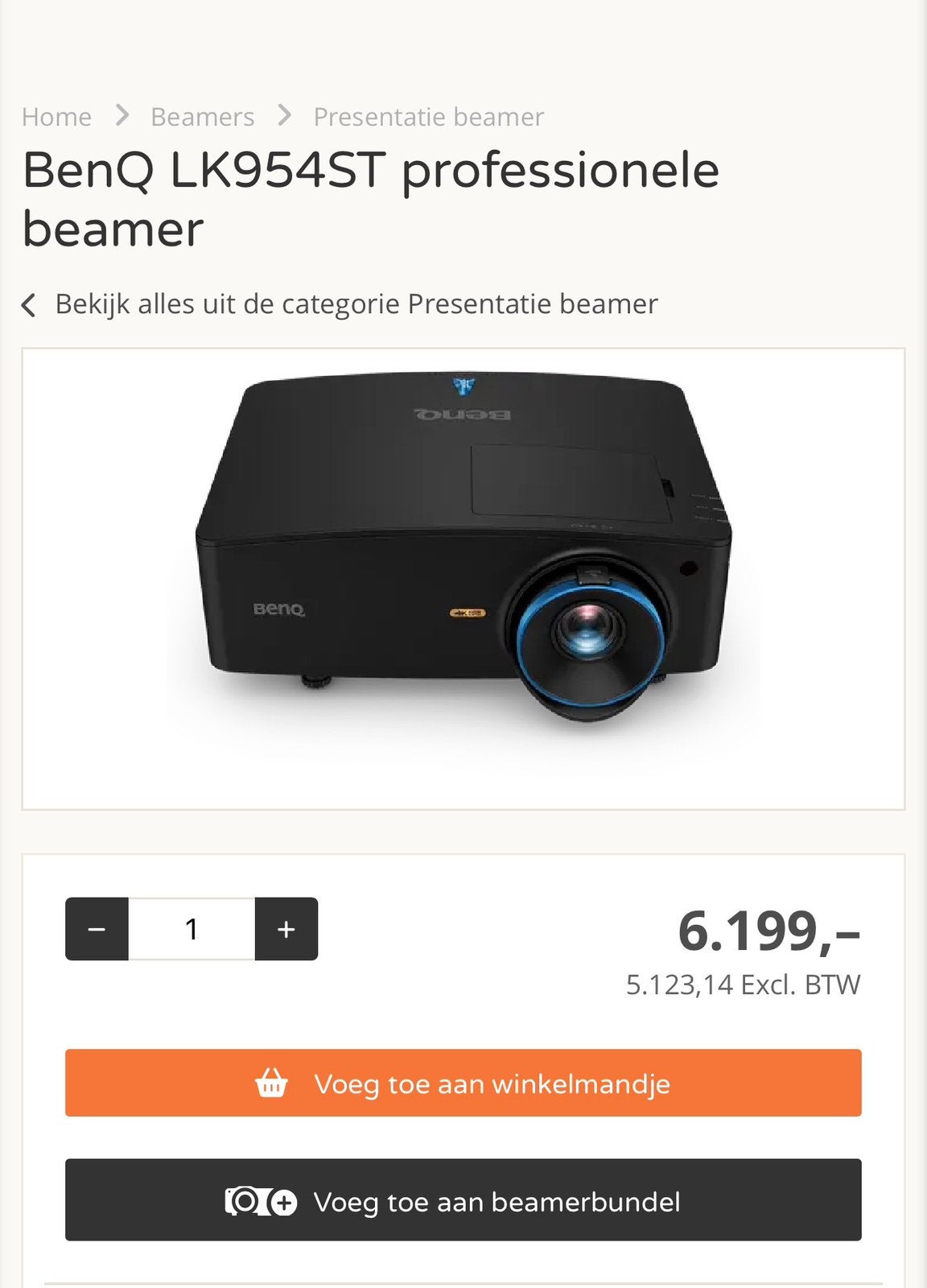 Benq leaser beamer 4k 5100 Lumen met garantie., Ophalen, Ultra HD (4K), Benq, Gebruikt