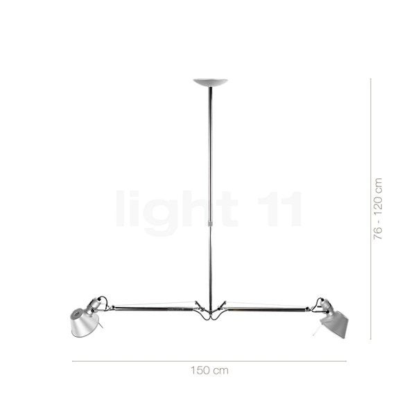 Artemide Tolomeo Mega Due Arm Suspension Lamp, Ophalen, Gebruikt, Metaal, E27 (groot)
