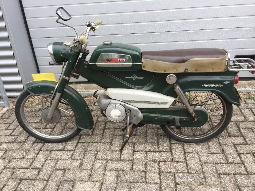 Zeldzame RAP bromfiets uit 1967 - Groen, goed onderhouden, Maximaal 45 km/u, 2 versnellingen, 50 cc, Ophalen