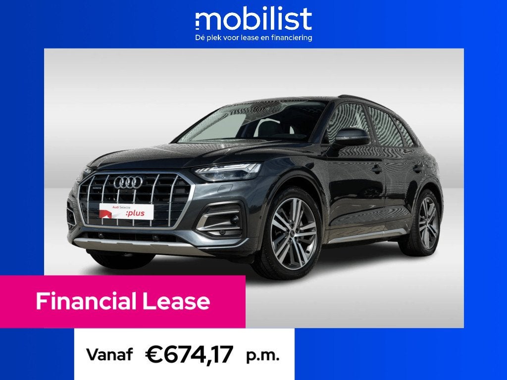 Audi Q5 50 TFSI e 299PK Advanced edition (bj 2024), Automaat, Gebruikt, Leder en Stof, Plug-in hybride