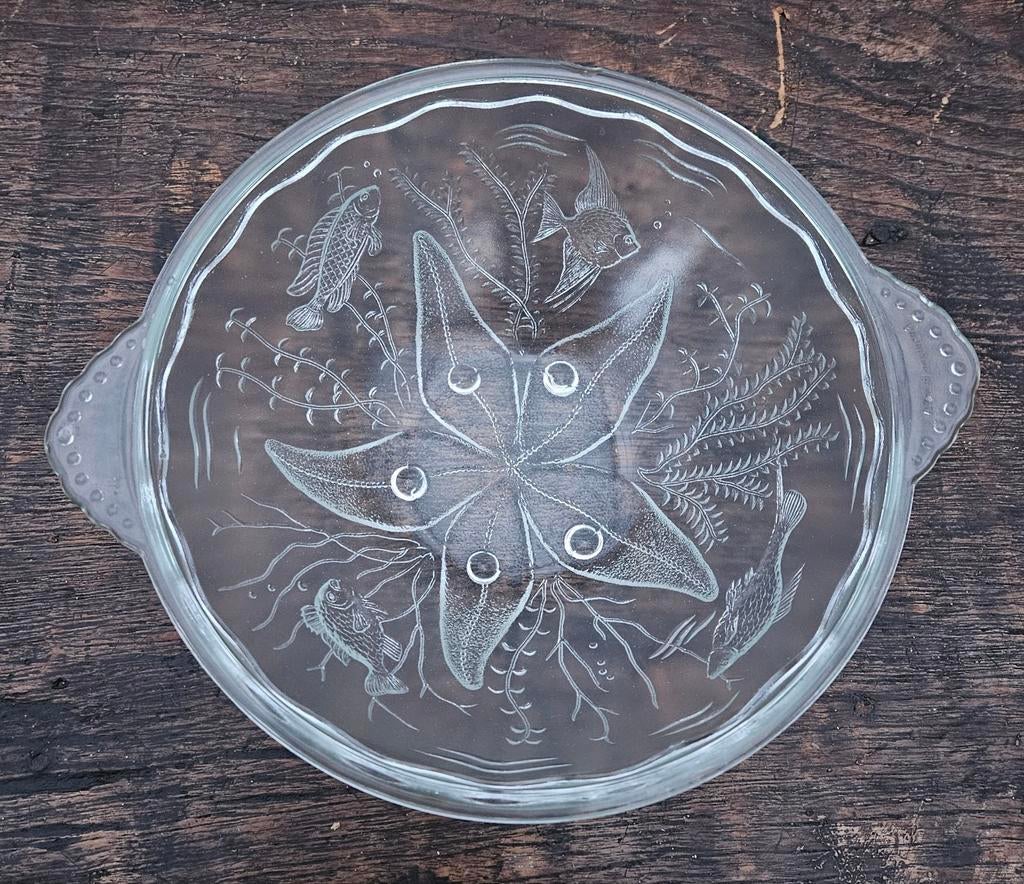Art deco glazen zeester en vissen schaal, Antiek en Kunst, Ophalen of Verzenden
