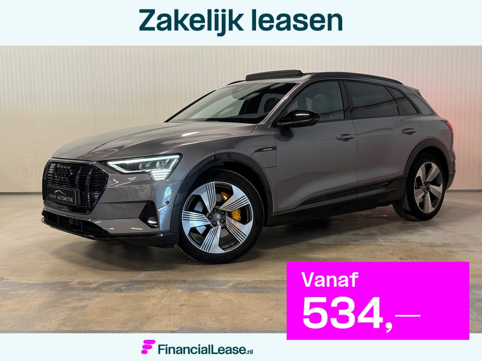 Audi E-tron 55 quattro advanced 95 kWh | PANO | S-LINE | B&O, 131 €/maand, 95 kWh, 360 pk, 1583 min