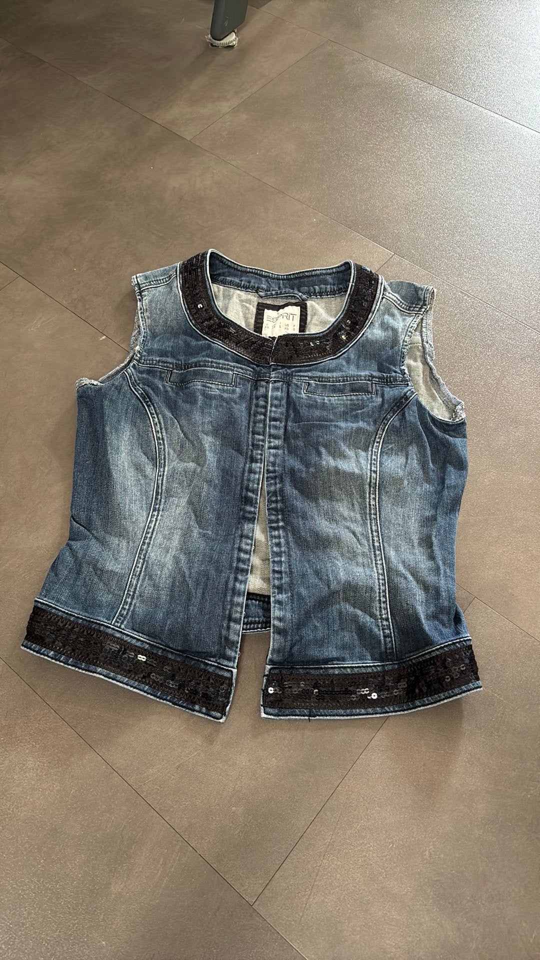 Esprit spijkergilet met pailletten – maat XS, ., Ophalen of Verzenden, Zo goed als nieuw, .
