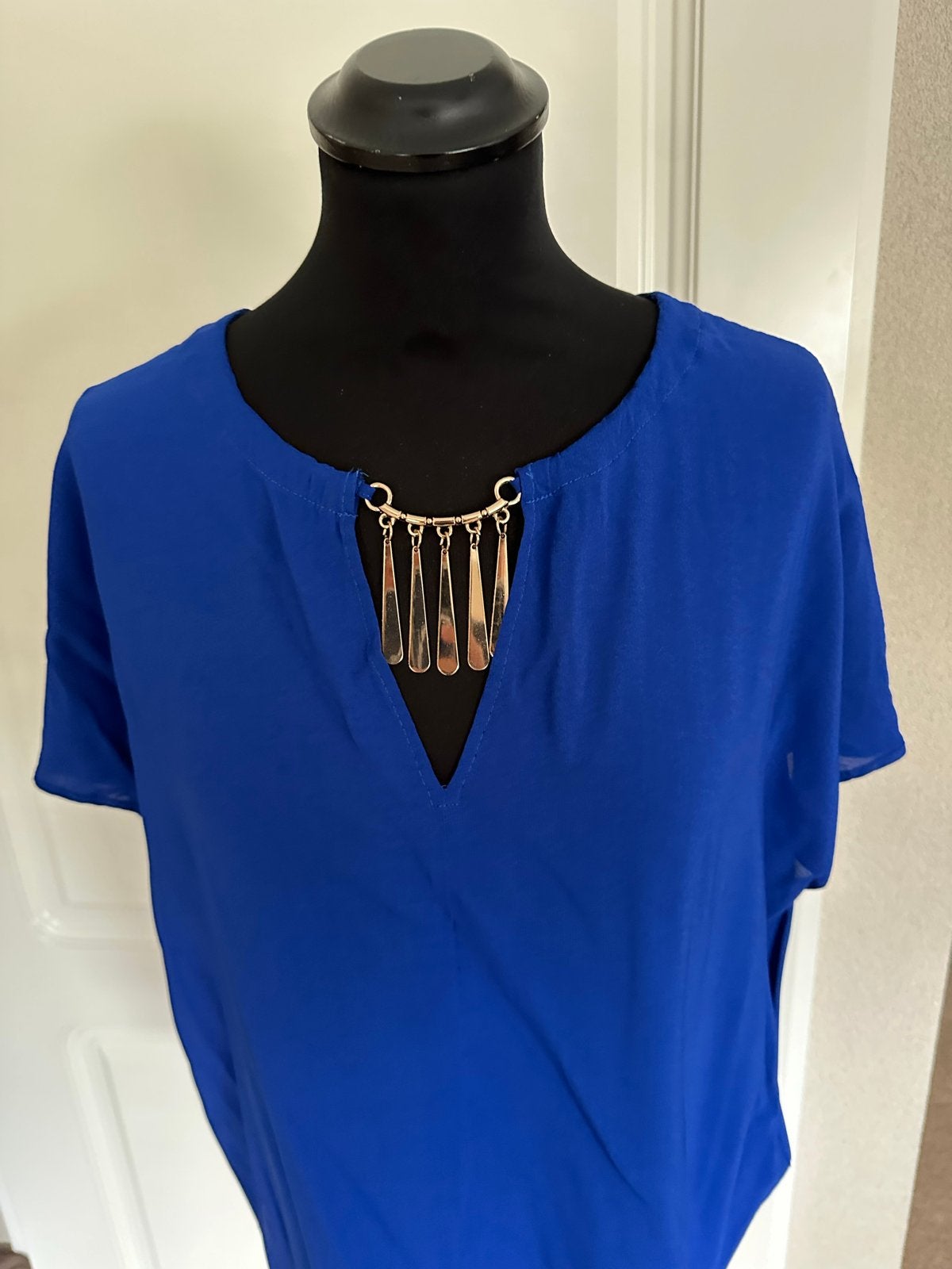 Cristinaeffe Milano top met Gouden Detail, Maat 38/40 (M), Blauw, Ophalen of Verzenden, Zo goed als nieuw