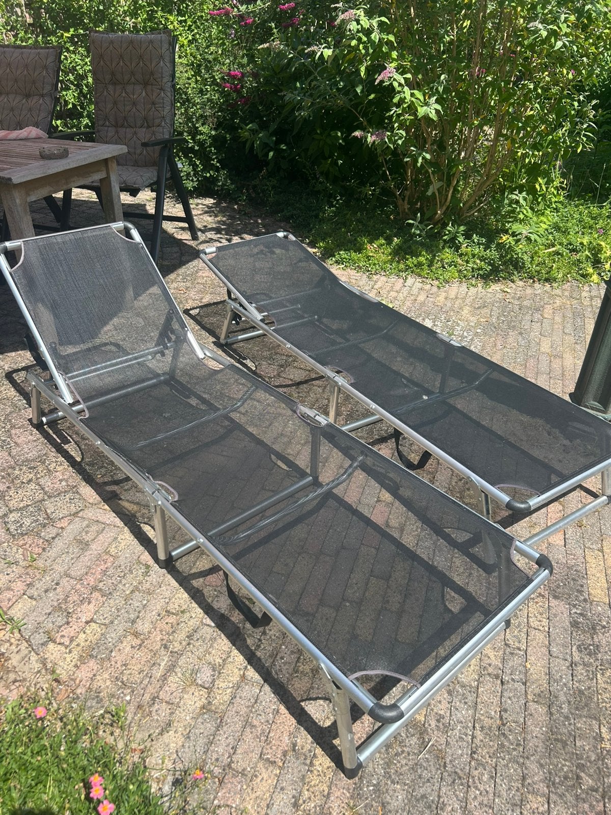 Opvouwbare ligbedjes, Tuin en Terras, Ophalen, Zo goed als nieuw, Aluminium