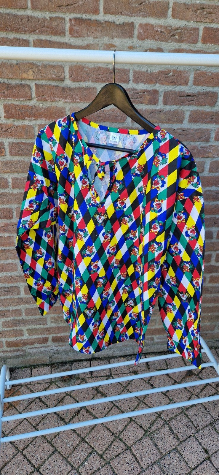 Carnavalsblouse met clownprint - Maat L/XL, Ophalen, Maat 56/58 (XL)