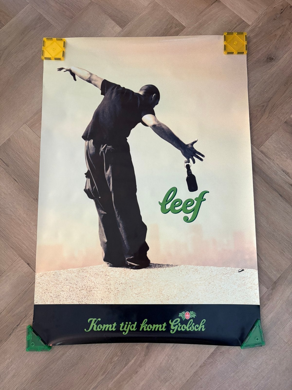 Mooie vintage Grolsch bier poster 68 x 98 cm, Ophalen of Verzenden, Zo goed als nieuw, Reclamebord, Plaat of Schild, Grolsch