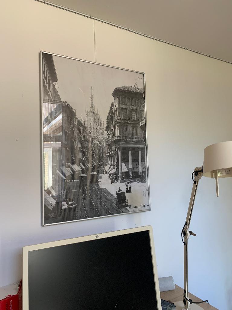 Poster Milaan met lijst, Ophalen, Gebruikt, Foto of Poster, 75 cm of meer