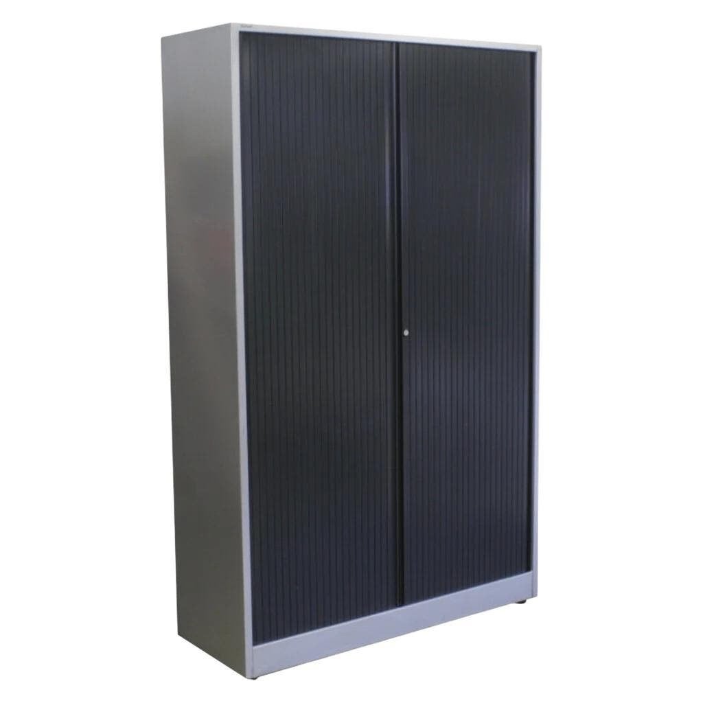 Ahrend Roldeurkast Zilvergrijs Zwart 195 x 120 x 45, Gebruikt, 100 tot 150 cm, Ophalen of Verzenden, Metaal