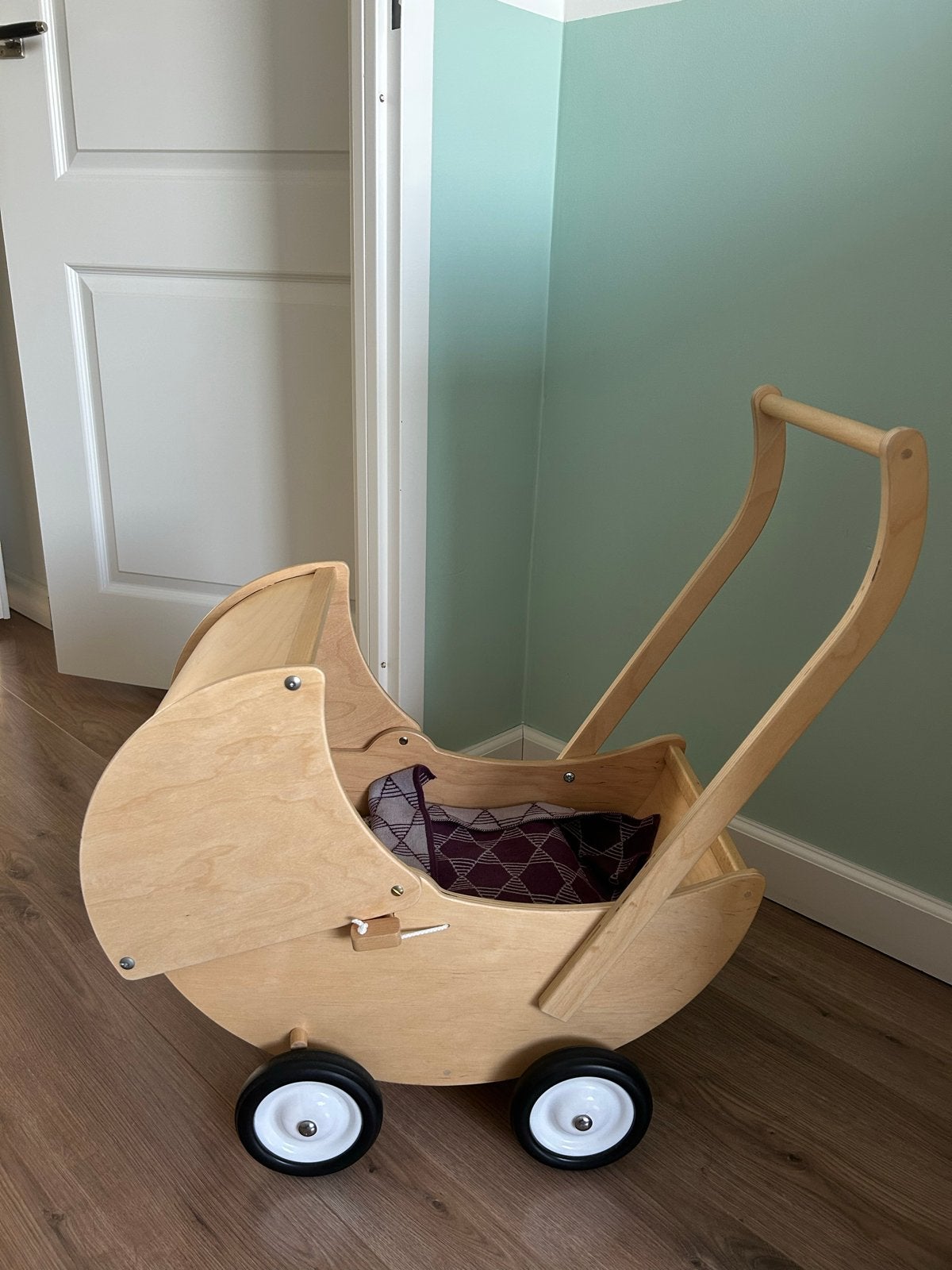Houten Poppenwagen Van Dijk Toys + Smallstuff Beddengoed, Ophalen, Zo goed als nieuw, Babypop