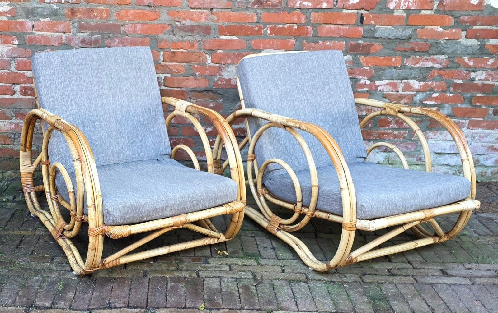 Twee vintage, design fauteuils Bamboe., Ophalen