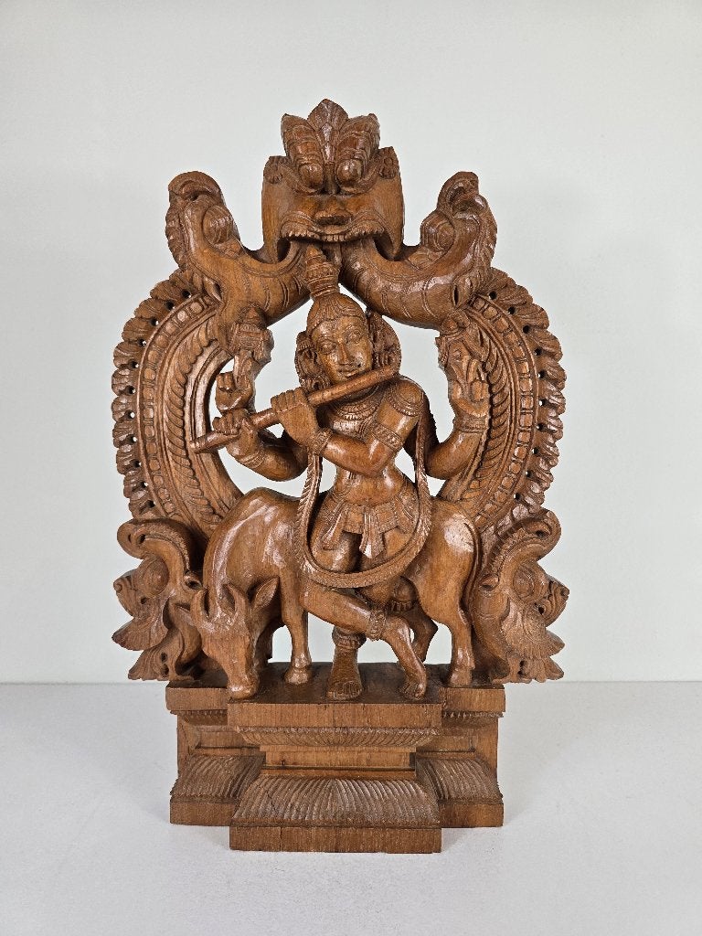 Beeld Krishna Venugopala, hout, India, midden 20e eeuw, Antiek en Kunst, Kunst | Beelden en Houtsnijwerken, Ophalen of Verzenden