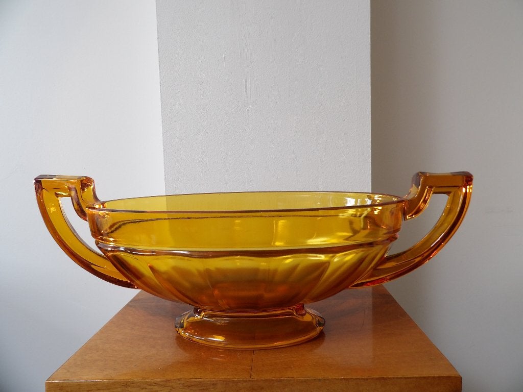 Art Deco Coupes Val St Lambert, Noemie amber, Ophalen of Verzenden