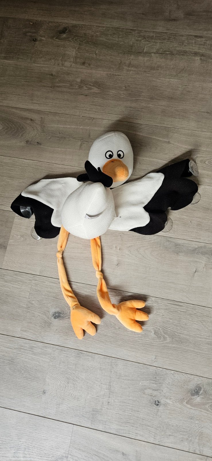 Ooievaar knuffel met zuignappen, Kinderen en Baby's, Gebruikt, Overige merken, Overige karakters, Overige typen