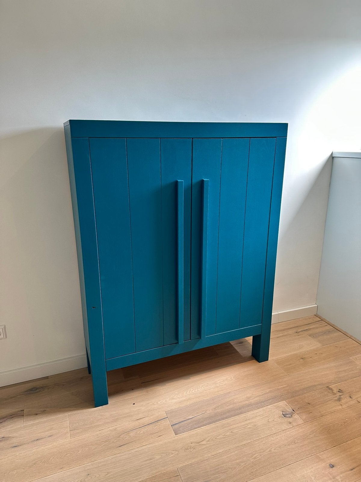 Blauwe (kleding)kast, Ophalen, Gebruikt, 100 tot 150 cm, 100 tot 150 cm