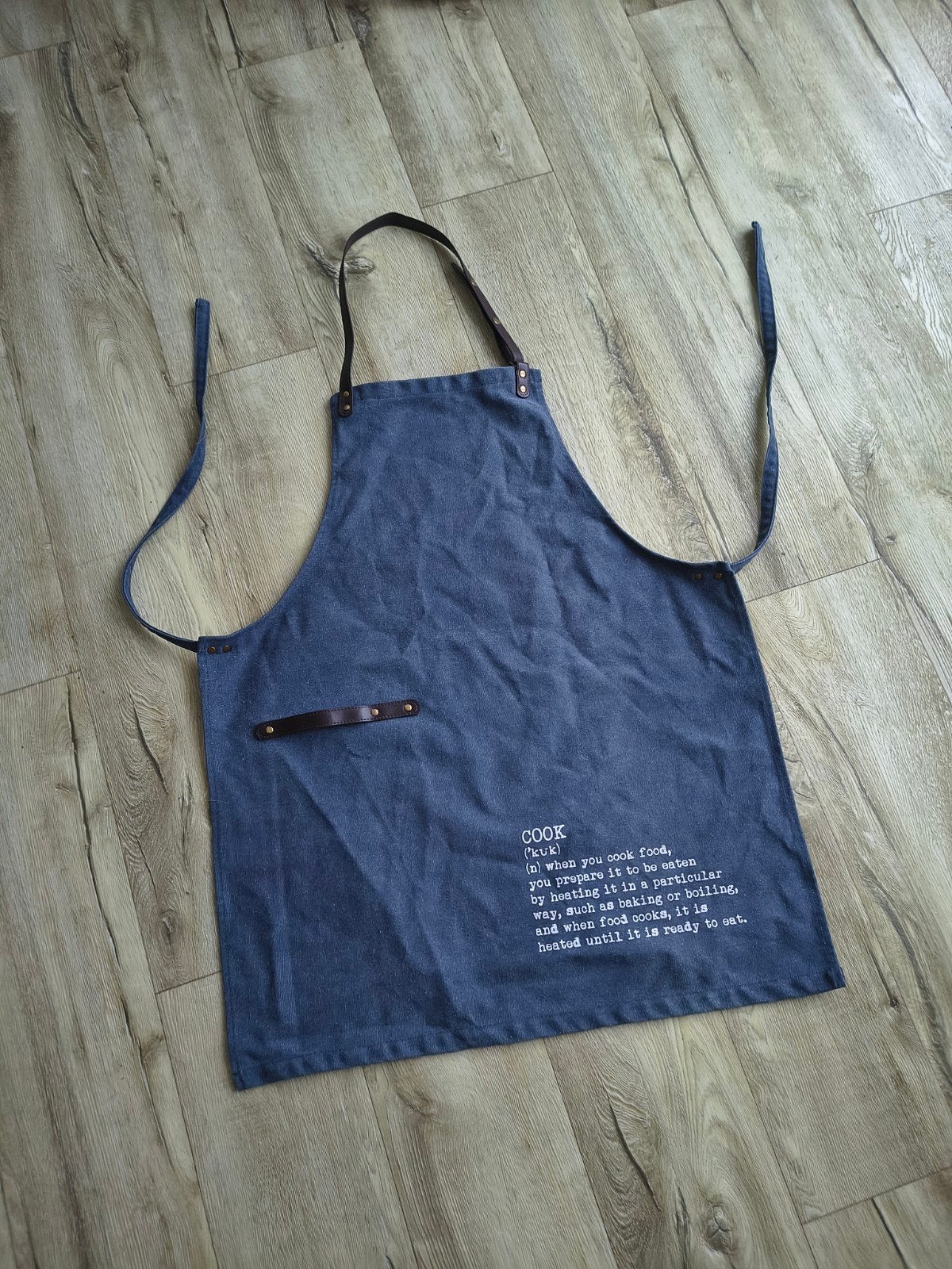 Prachtige, stevige blauwe keukenschort, kookschort koken., Blauw, Onb, Wasbaar, Ophalen of Verzenden