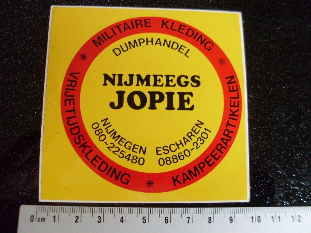 sticker dumphandel nijmeegs jopie nijmegen escharen, Verzenden, Zo goed als nieuw, Bedrijf of Vereniging
