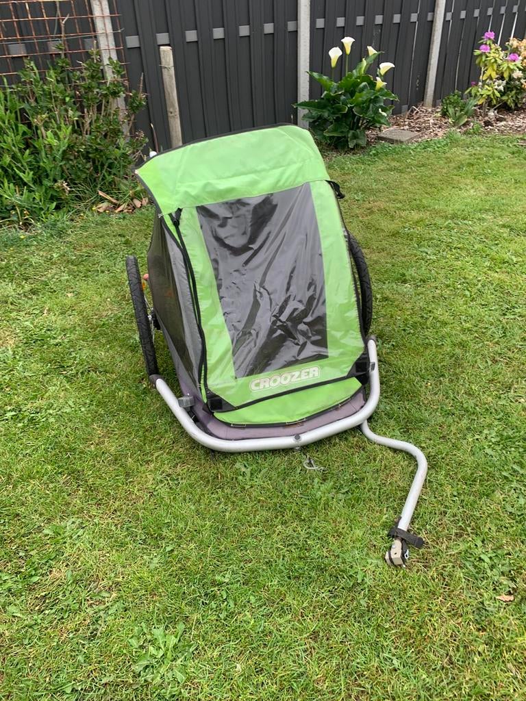 Croozer Kid 1 Kinderfietskar - Groen, Fietsen en Brommers, Fietsaccessoires | Aanhangers en Karren, Gebruikt, Opvouwbaar, 20 tot 40 kg