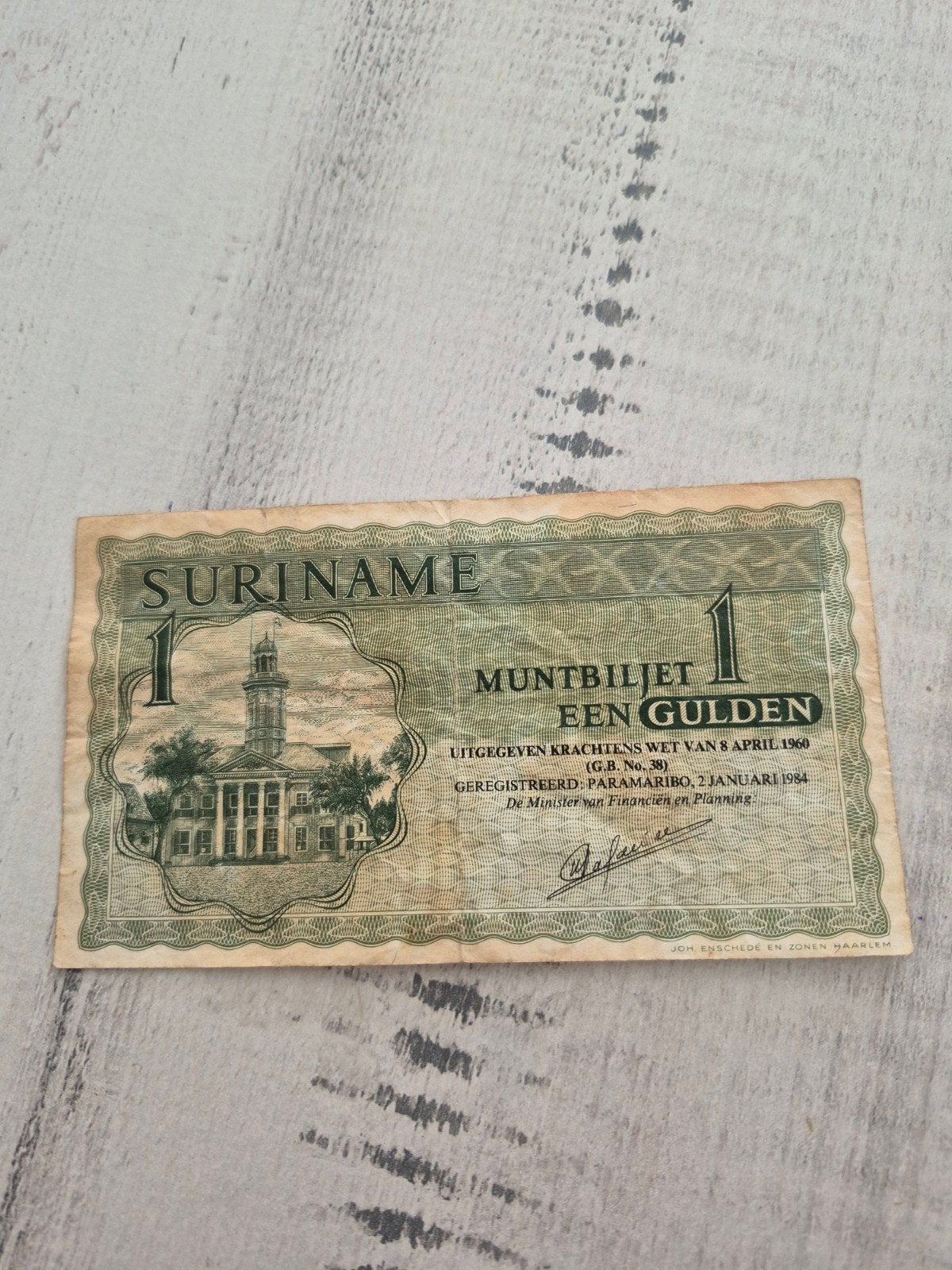 Suriname 1 Gulden Muntbiljet 1984, Ophalen of Verzenden, Zuid-Amerika, Los biljet