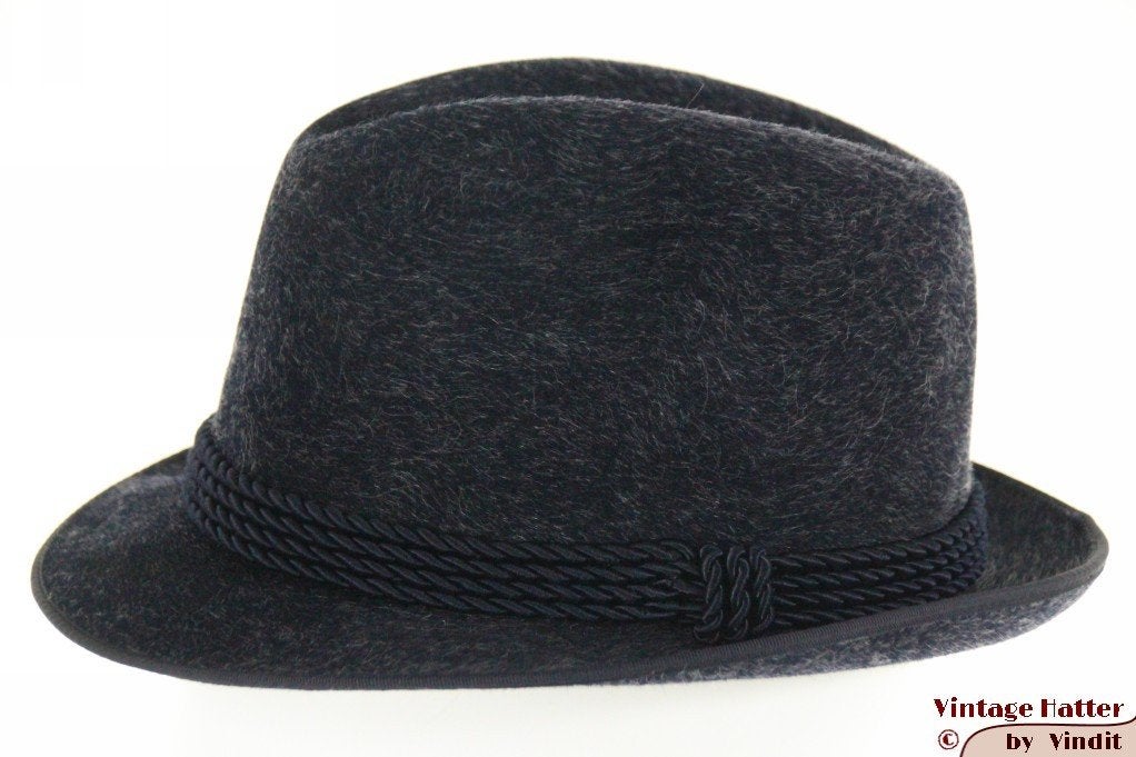 Vintage Gleufhoed Wegener donker blauw haarvilt 56,5, Wegener, Hoed, Ophalen of Verzenden, 57 cm (M, 7⅛ inch) of minder