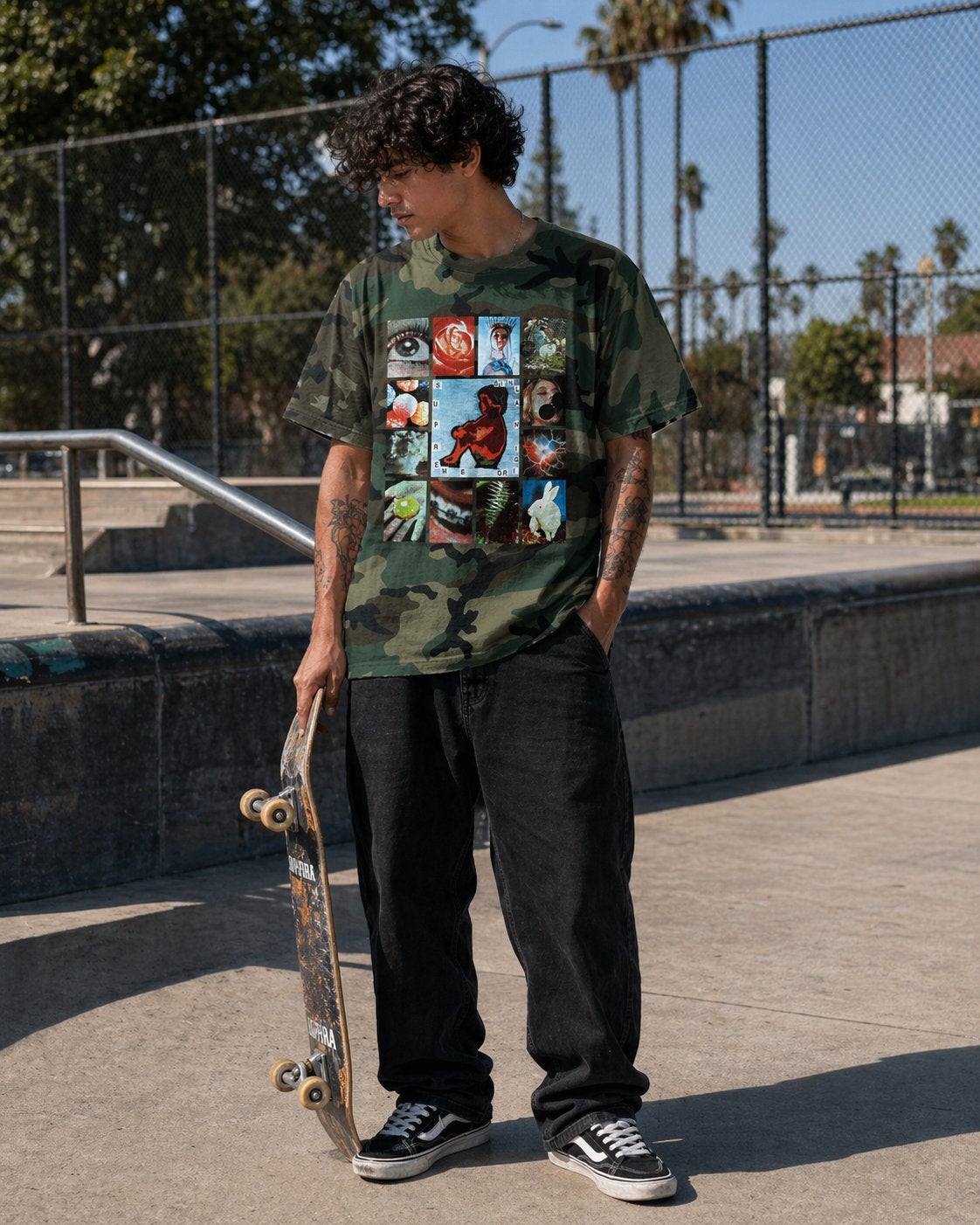 Supreme Camo t-shirt | M, Ophalen of Verzenden, Zo goed als nieuw, Maat 48/50 (M), Groen
