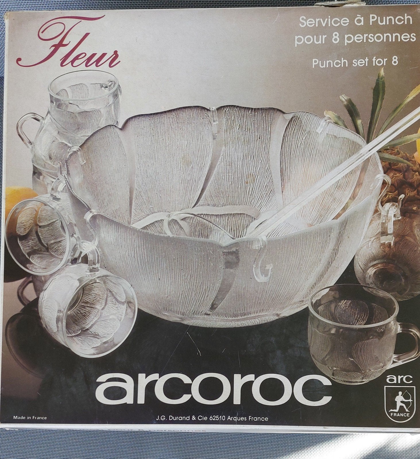 Vintage Arcoroc Fleur Sangria/Punch Schaaltje en Lepel, Ophalen of Verzenden