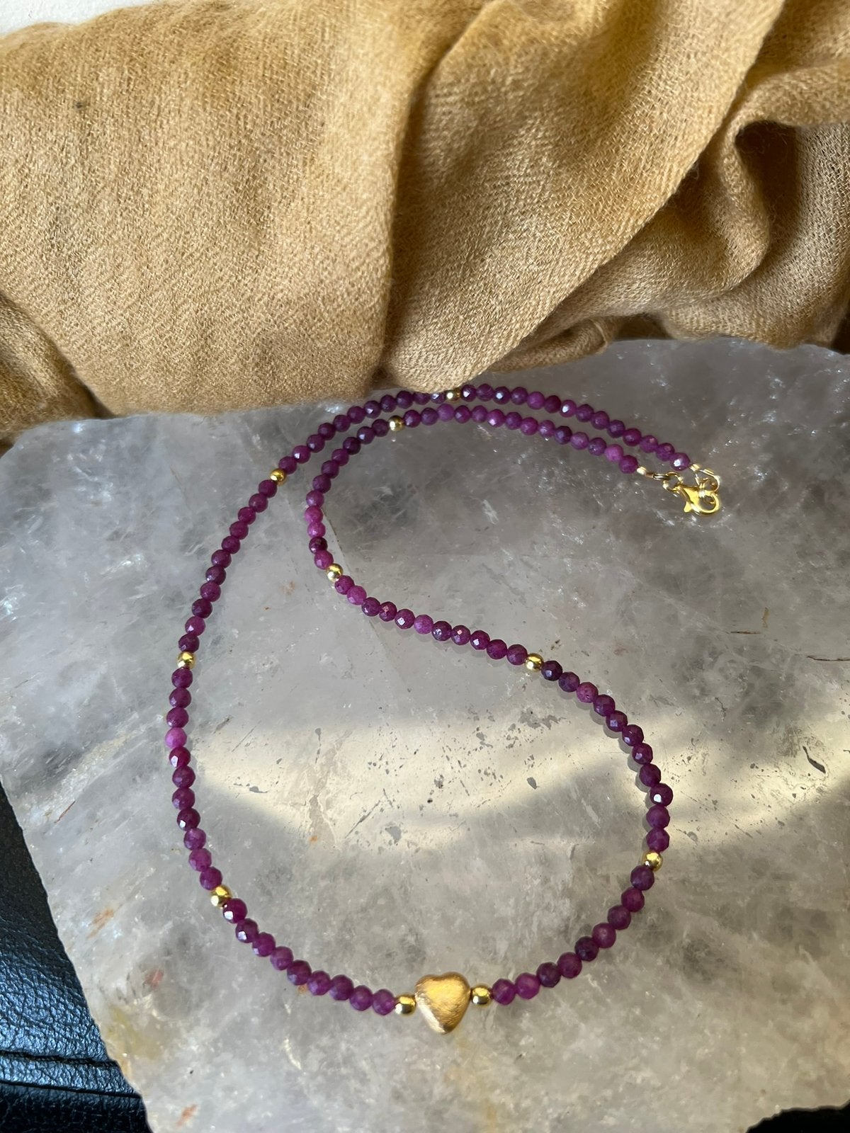 Robijn facet geluk beschermt liefde passie energie TIP, Sieraden, Tassen en Uiterlijk, Kettingen, Magnolia11, Nieuw, Verstelbaar