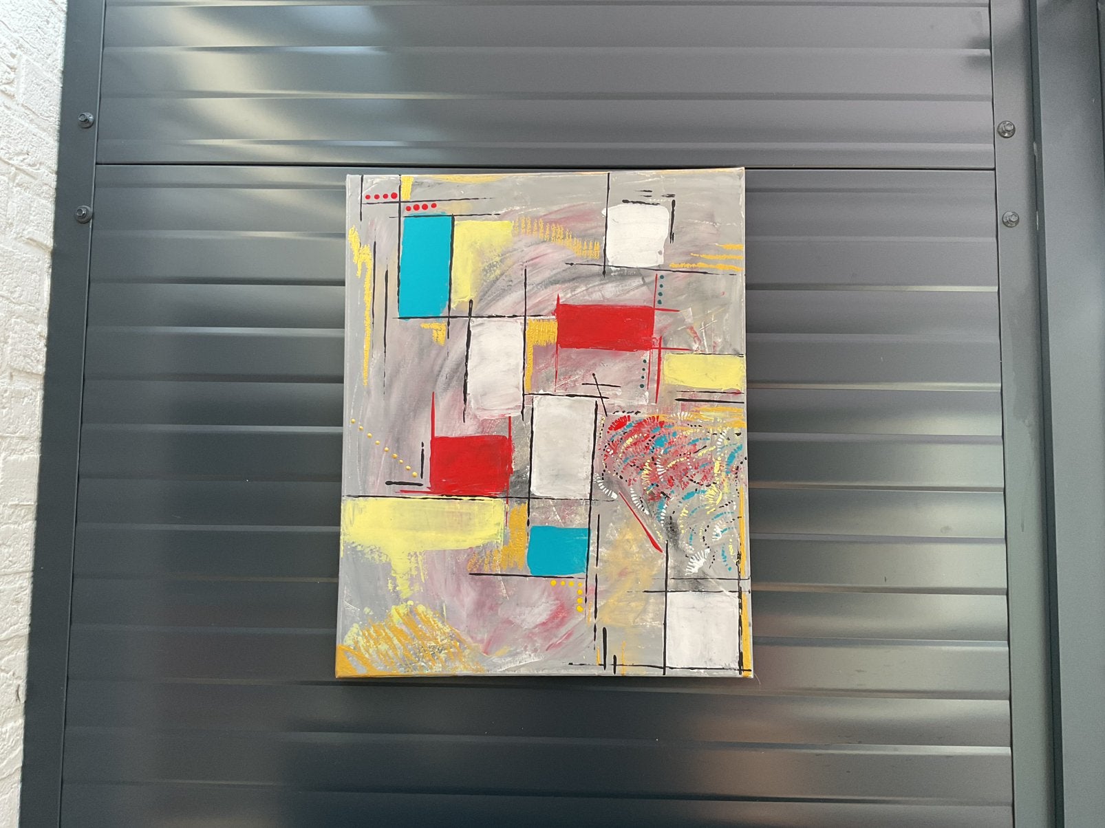 Mooi kleurrijk handgeschilderd abstract schilderij(40x50cm), Ophalen of Verzenden