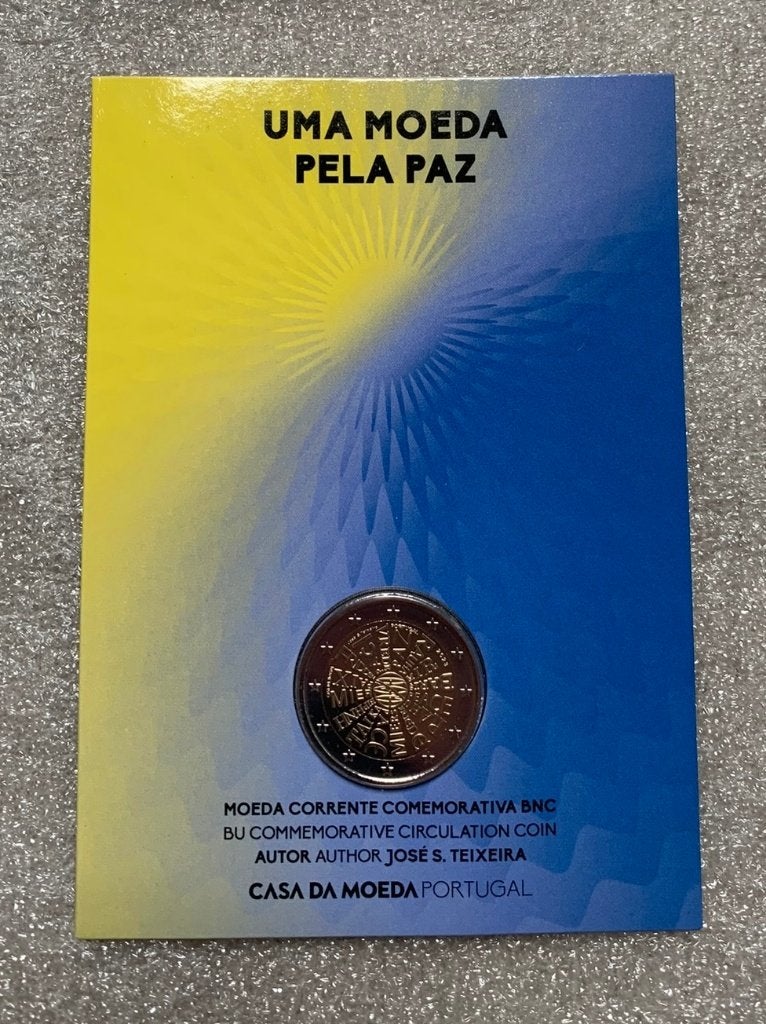 2 Euro Portugal 2023 BU coincard (Vrede), Postzegels en Munten, Verzenden, Portugal, 2 euro, Losse munt