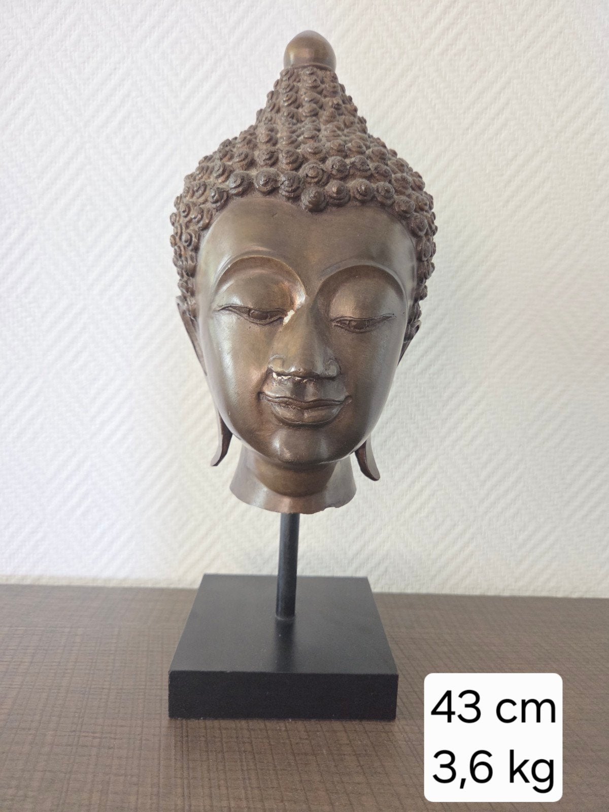 2 x  Thaise kop/hoofd Brons op standaard, Met reliëf, 45 cm, Ophalen of Verzenden, Metaal