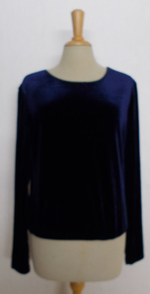 Mooie blauwe fluweel look stretch top van Laura Ashley! L, Kleding | Dames, Maat 42/44 (L), Zo goed als nieuw, Lange mouw, Verzenden