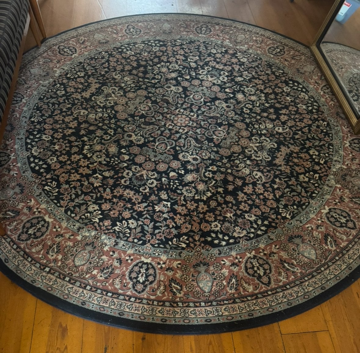 2 Antieke Ronde Tapijten Elegant Roze en Zwart Design, Ophalen, Gebruikt, Rond, 200 cm of meer