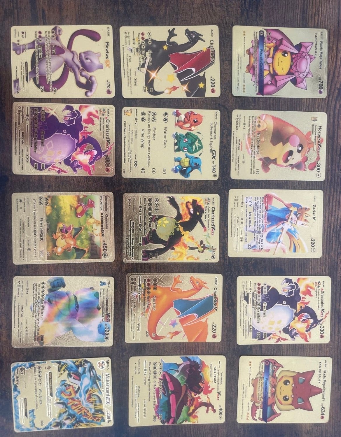 Pokémon Gouden Kaarten Set - Charizard, Mewtwo, Pikachu, Ophalen of Verzenden, Zo goed als nieuw, Meerdere kaarten, Foil