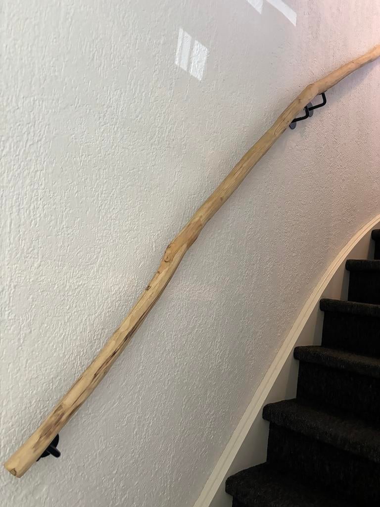 Unieke Set Robuuste Boomstam Trapleuningen (Natuurlijk Hout), Doe-het-zelf en Verbouw, Ladders en Trappen, Ophalen, Gebruikt, Trap
