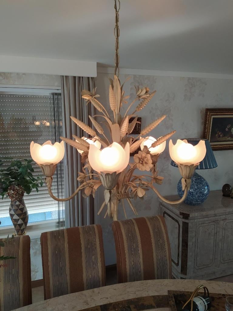 Florentijnse hanglamp in Hans Kogl stijl, Ophalen, Zo goed als nieuw, Glas, Minder dan 50 cm