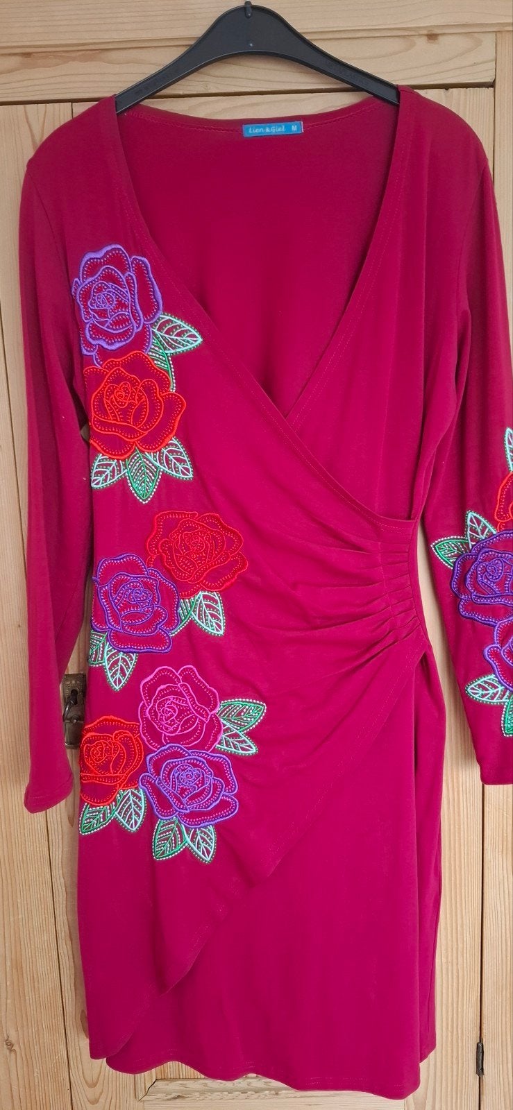 Lien & Giel jurk met rozenborduursel, maat M, Maat 38/40 (M), Ophalen of Verzenden, Zo goed als nieuw, Roze